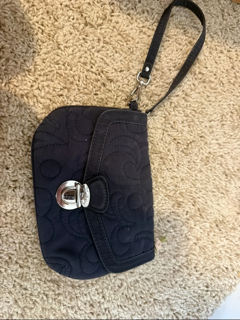 Vera Bradley wristlet clutch bag navy blue/ Daffodil Lining